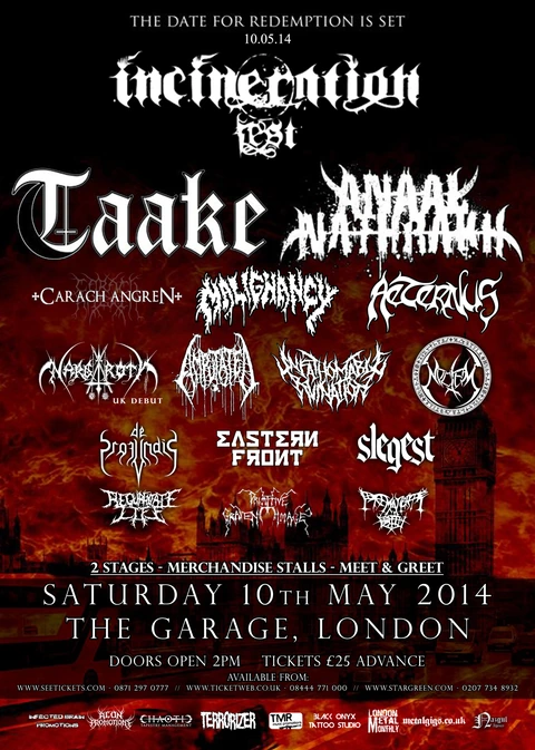 Incineration Festival 2014 official poster, 10th May 2014