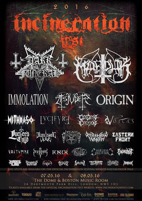 Incineration Festival 2016 official poster, 7th–8th May 2016